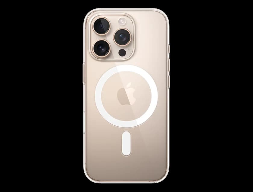 Clear Case with MagSafe on iPhone 16 Pro in Desert Titanium