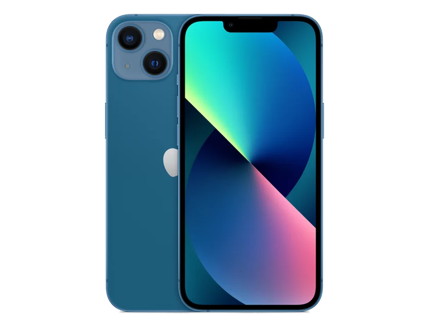 iPhone 13 in Blue, front and back