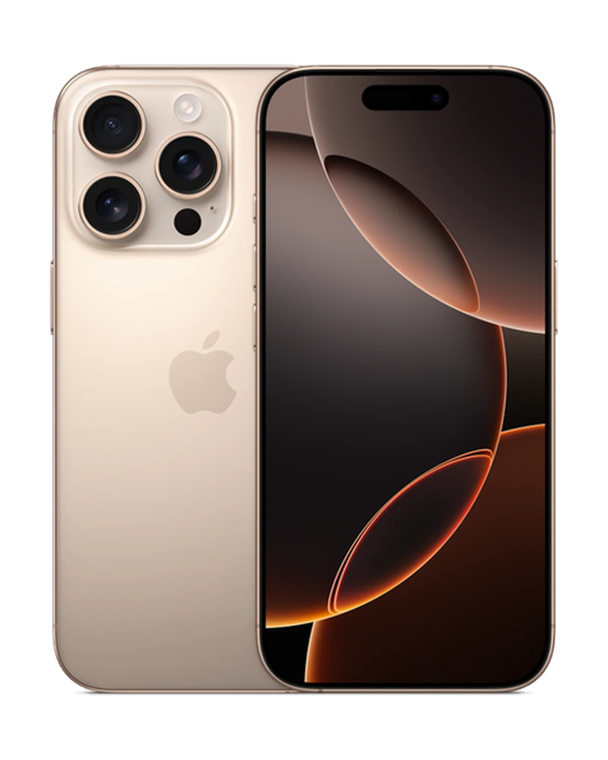 iPhone 16 Pro in Desert Titanium, front view